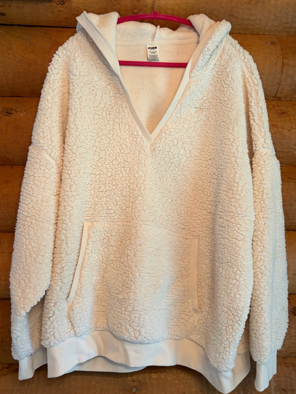 PINK Victoria's Secret Cream Sherpa Hoodie